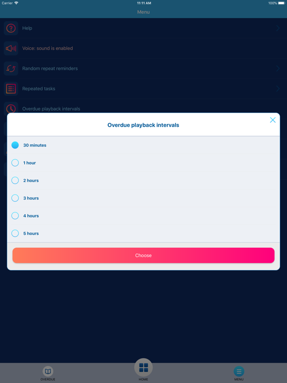 Natural Reminders (NR) iPad screenshot