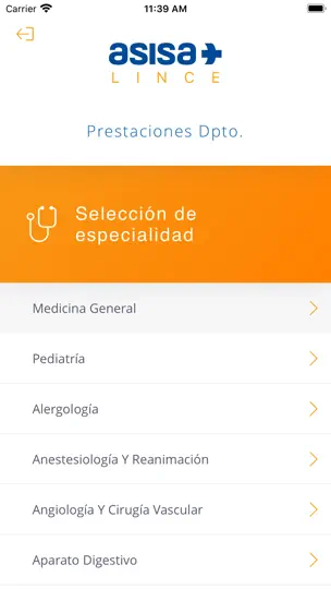 Captura de pantalla de ASISA Lince en iPhone 3