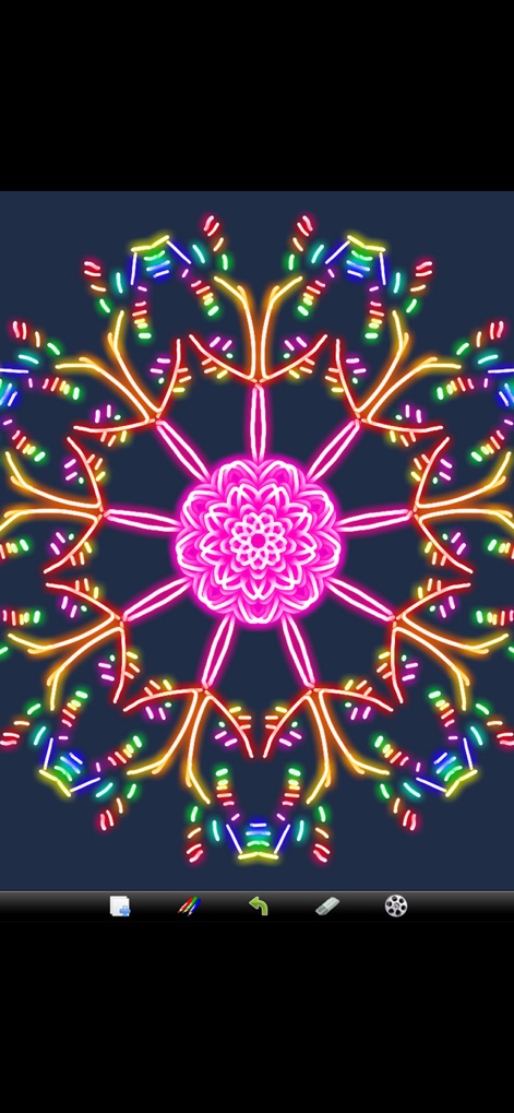 Kaleidoscope Drawing Pad - Observe the intuitive interface, featuring essential drawing tools and the unique 'Movie' mode, allowing users to effortlessly create and review their artistic journeys.