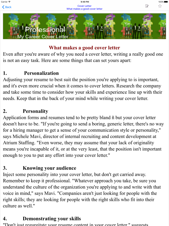 Cover Letter iPad screenshot