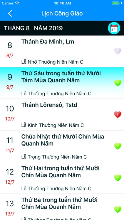 LOVE Jesus - Lịch Công Giáo