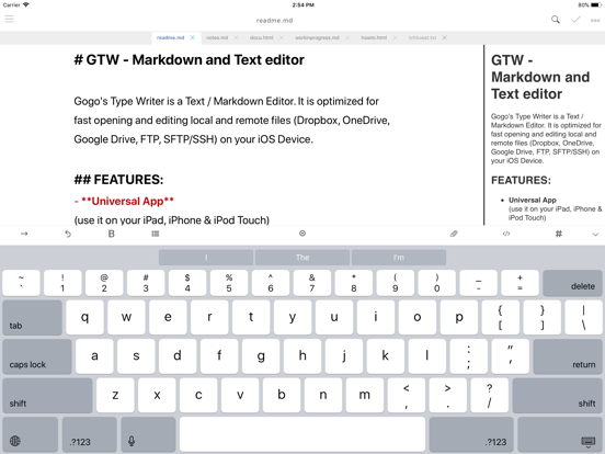 GTW - Markdown & Text Editor iPad app afbeelding 2