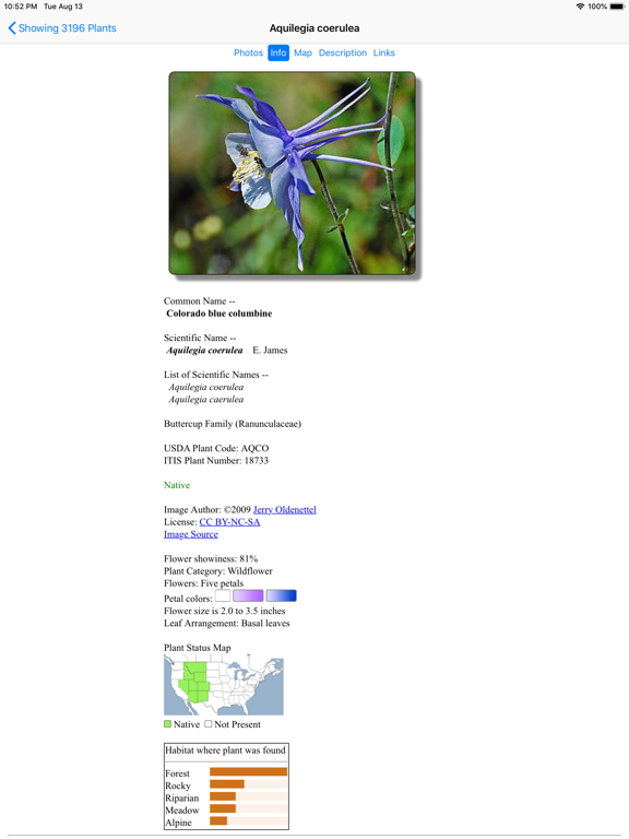 Colorado Wildflower Search iPad screenshot 4 - Education app