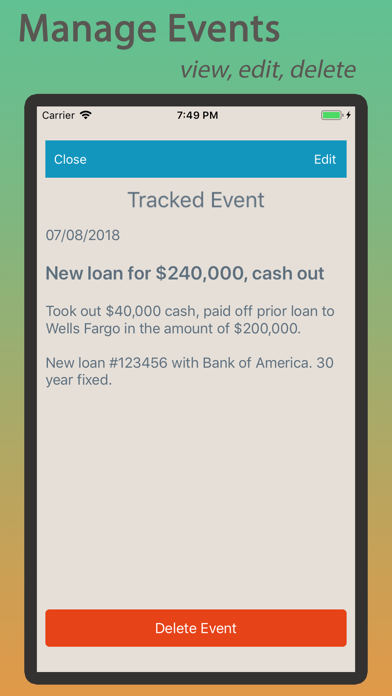 Tracker - Events and Notes Screenshot