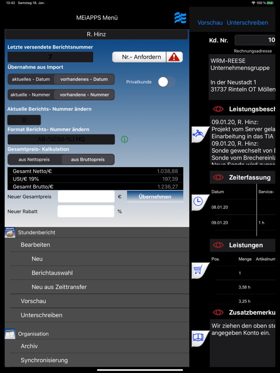 MEiAPPS Stundenbericht