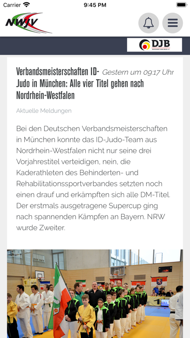 NW Judo-Verband Screenshot