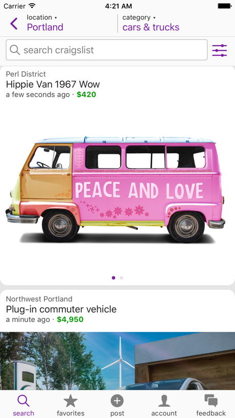 craigslist App Store screenshot 3, no headline. The app itself is the background.