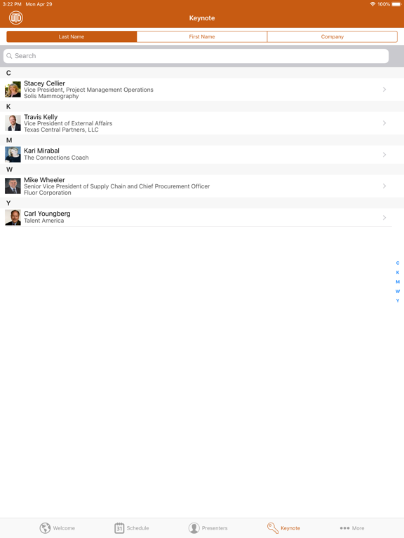 UT Dallas PM Symposium iPad screenshot