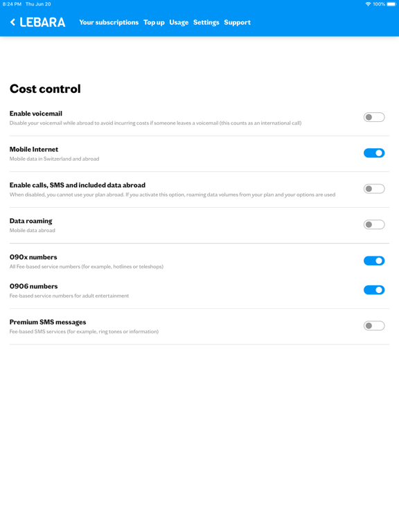 Lebara Switzerland iPad screenshot 5 - Utilities app