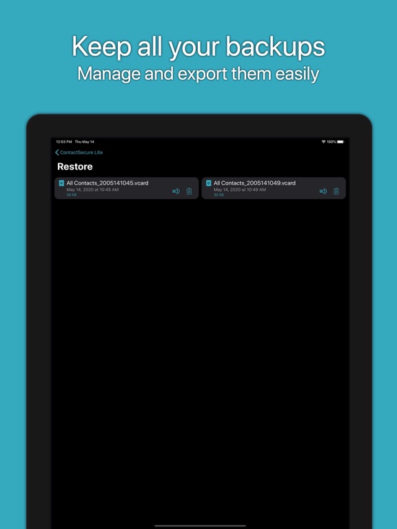ContactSecure Lite iPad screenshot