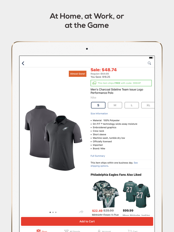 Fanatics NFL Shop iPad screenshot 4 - Sports app