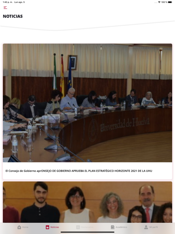 UniHuelva iPad screenshot