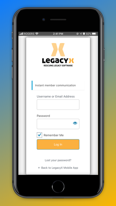 Screenshot #1 pour LegacyX Member Portal
