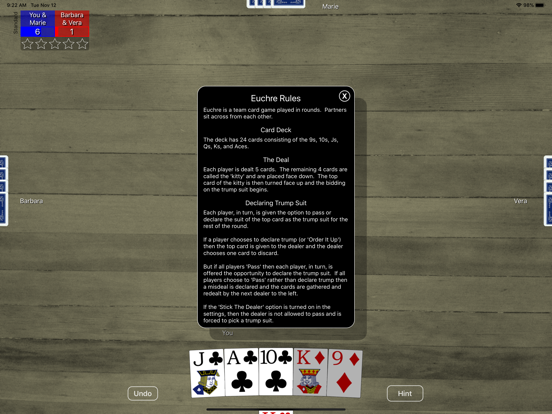 Euchre Card Classic iPad screenshot