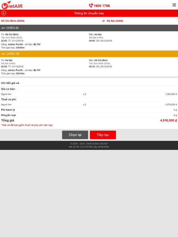 VietAIR - Vé máy bay iPad screenshot 7 - Travel app