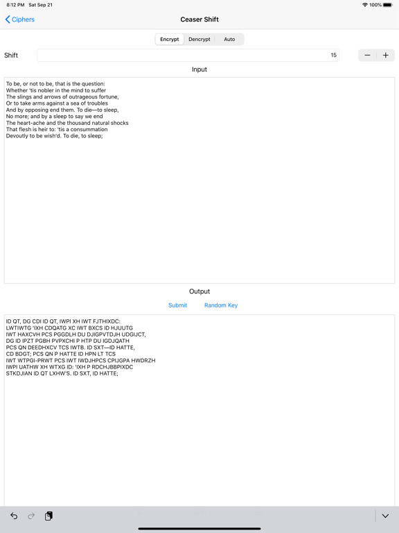 The Cipher iPad screenshot