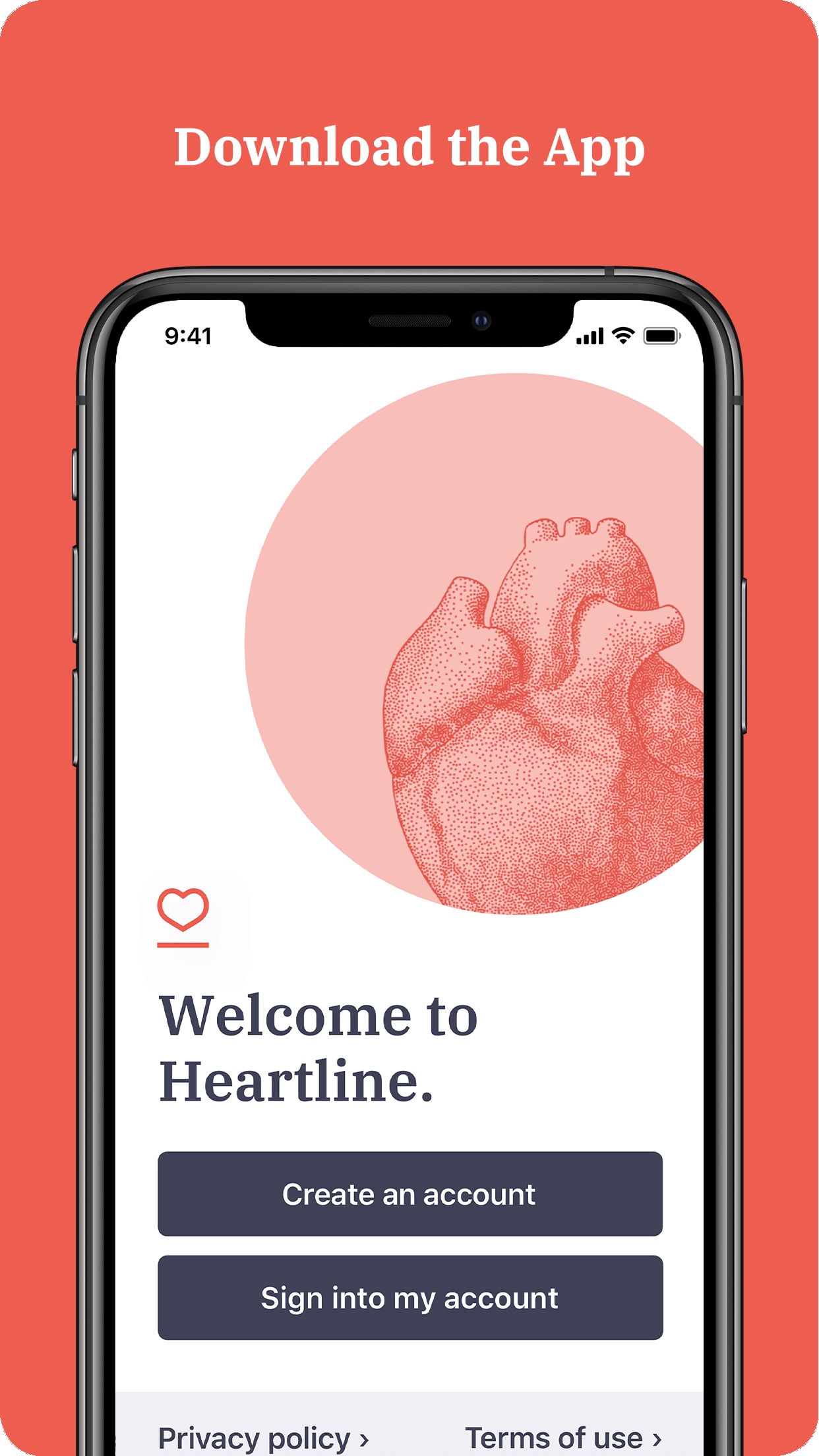 Screenshot do app Heartline Study