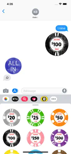 Capture 4 Poker Chips Sticker Pack iphone