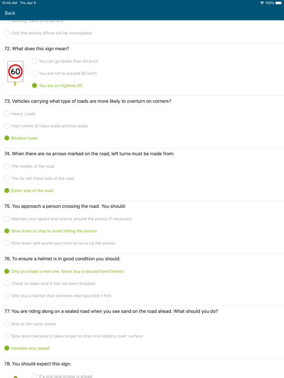 Driver licence test QLD Lite iPad screenshot