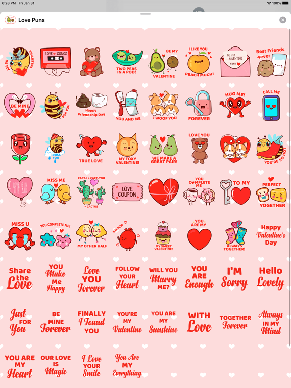 Love Puns: Animated Stickers iPad screenshot 4 - Stickers app