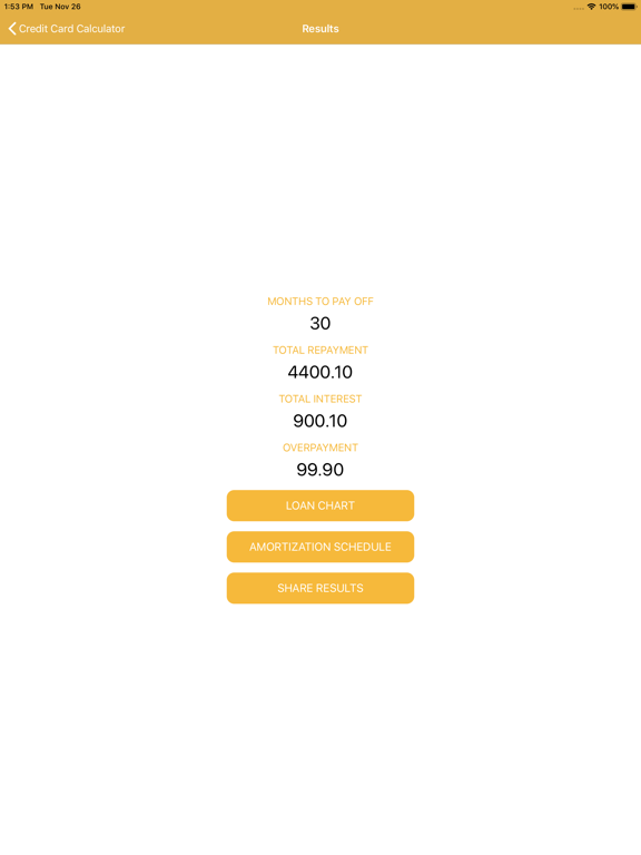 Credit Card Debt Payoff Calc iPad screenshot