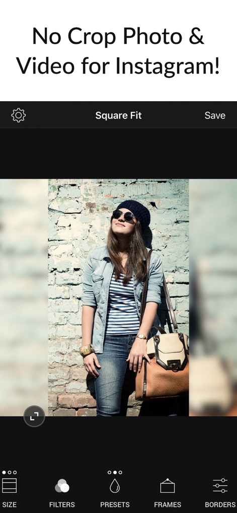 Square Fit Photo Video Editor - L'app consente di pubblicare foto e video a dimensione intera sui social, evitando il ritaglio e offrendo un elegante sfondo sfocato o la possibilità di adattare l'aspetto ratio dell'immagine.