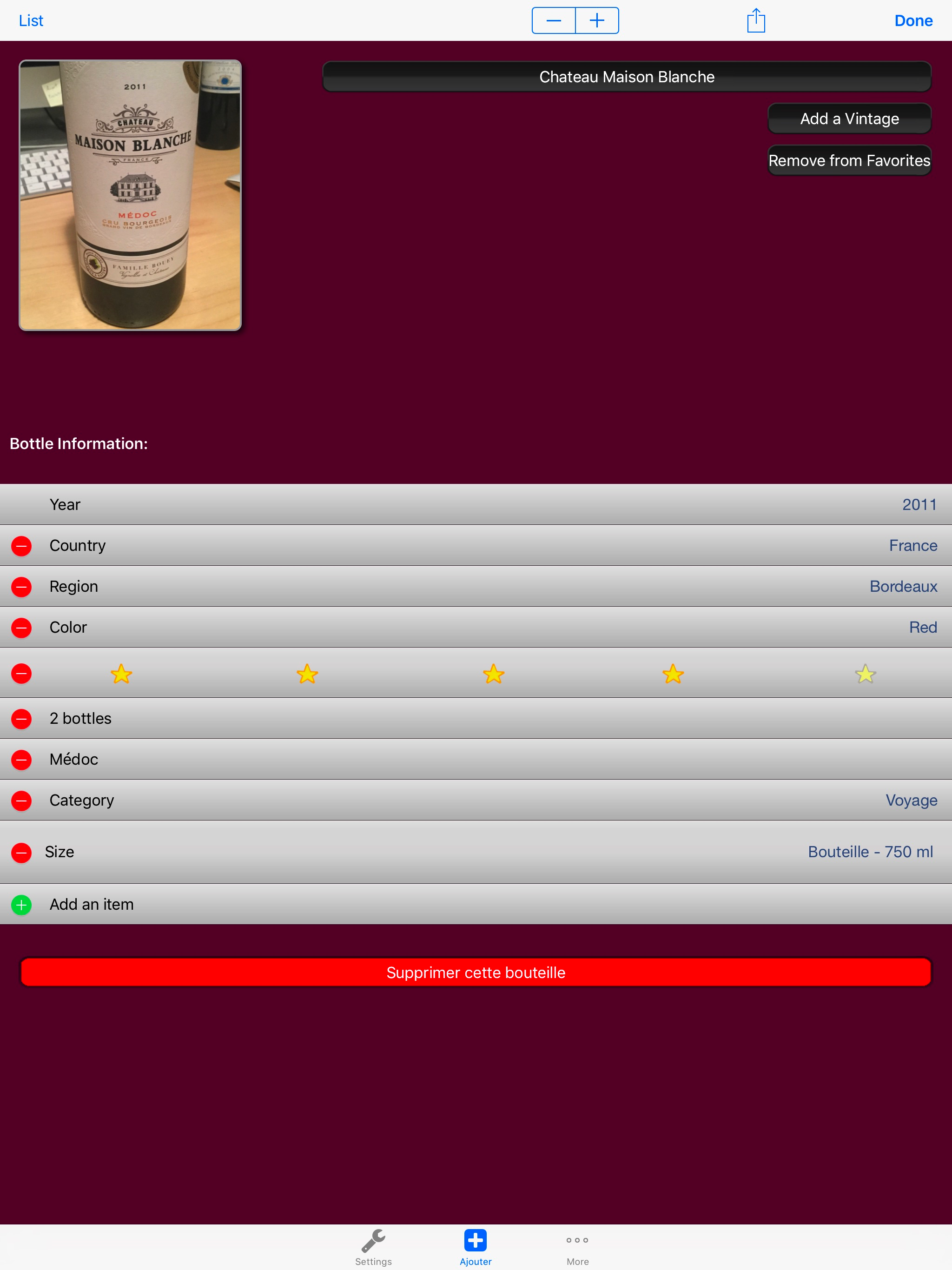 Wine Cellar HD screenshot 3