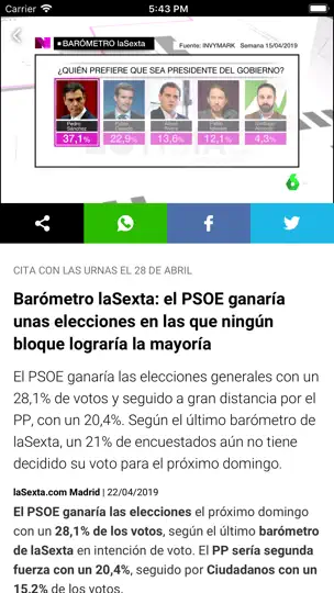 Captura de pantalla de LaSexta | Noticias En Directo en iPhone 7
