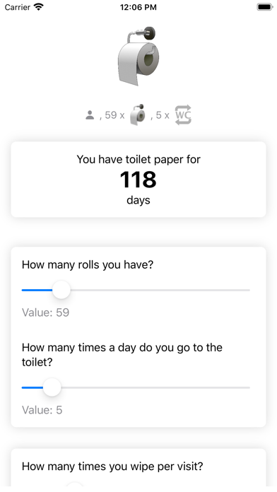 Screenshot #1 pour Toilet Paper Calculator+