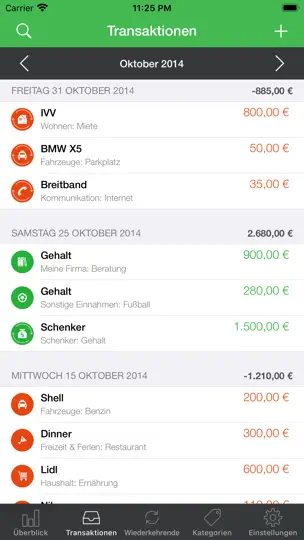 Screenshot von Meine Ausgaben auf dem iPhone 3