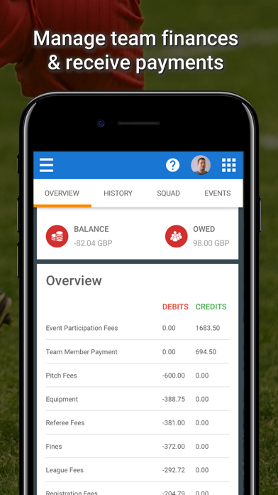 TeamStats - Football Team App Screenshot