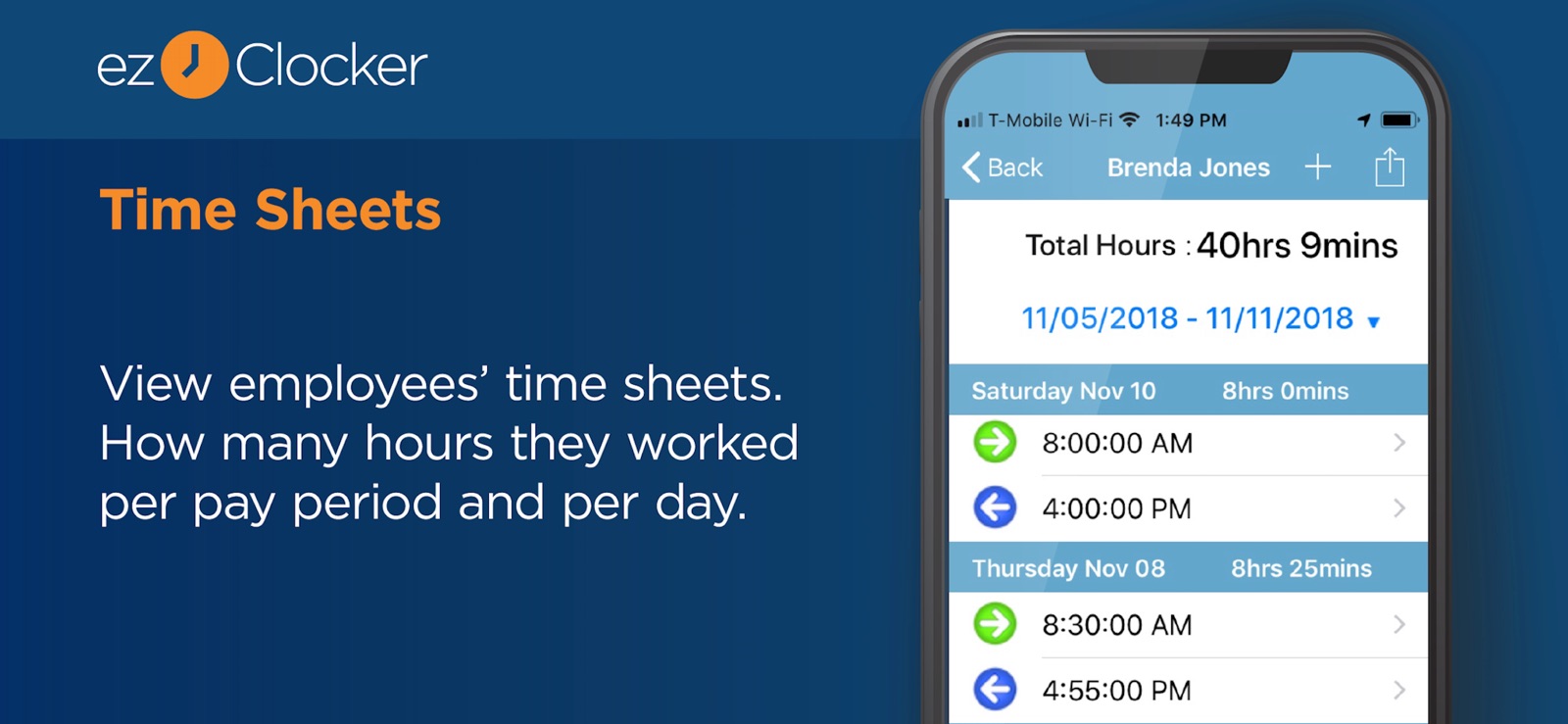 ezClocker: Employee Time Track iphone screenshot 3