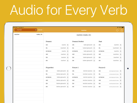 German Verb Conjugator iPad screenshot 1 - Education app