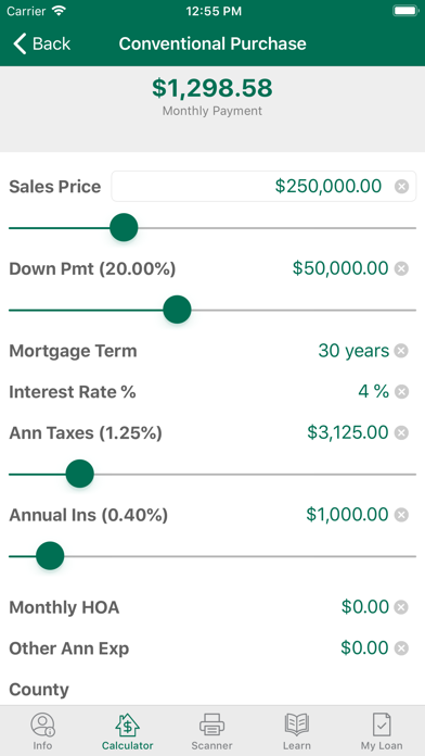Bank of Washington Mortgage Screenshot