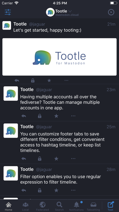 Screenshot #1 pour Tootle for Mastodon