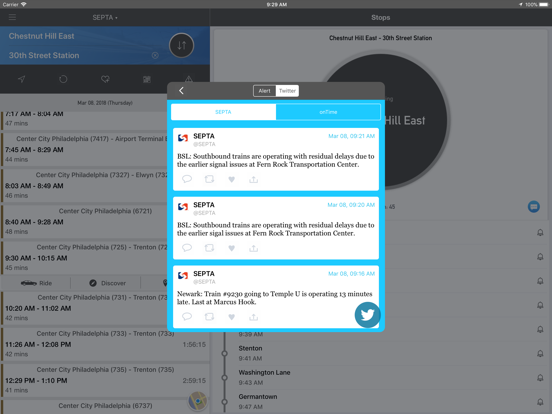 onTime : SEPTA Rail, Bus iPad screenshot 4 - Navigation app