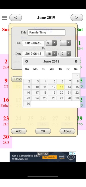 User Calendar