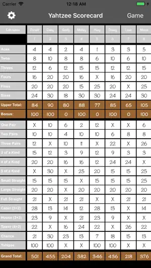 Yatzy Scorecard screenshot 1