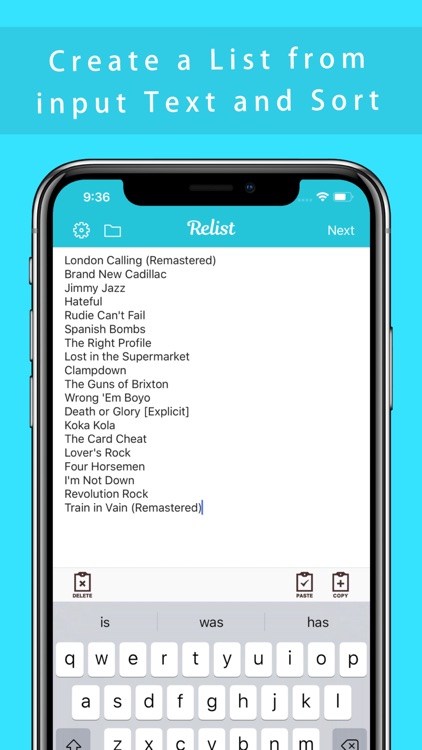 App to sort the list - Relist