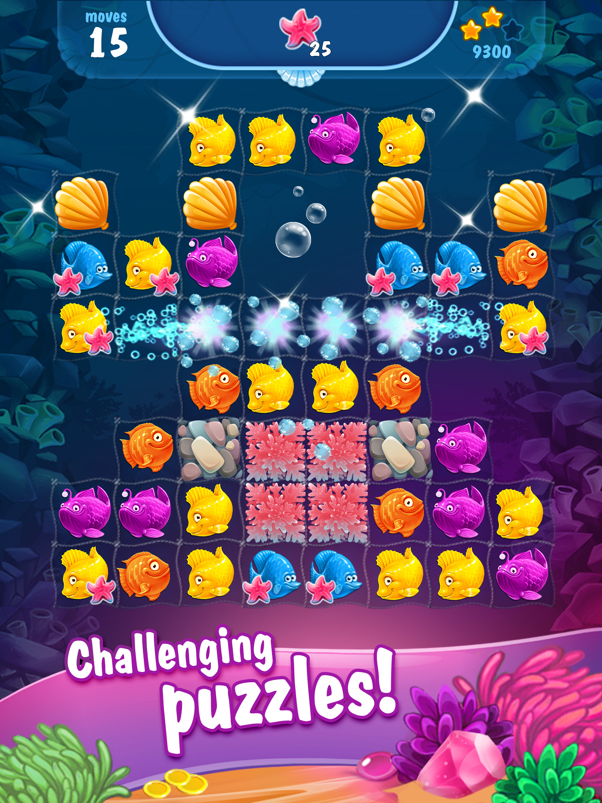 Mermaid match 3. Solve puzzle!