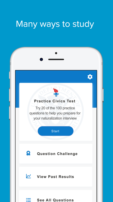 USCIS: Civics Test Study Tools Screenshot
