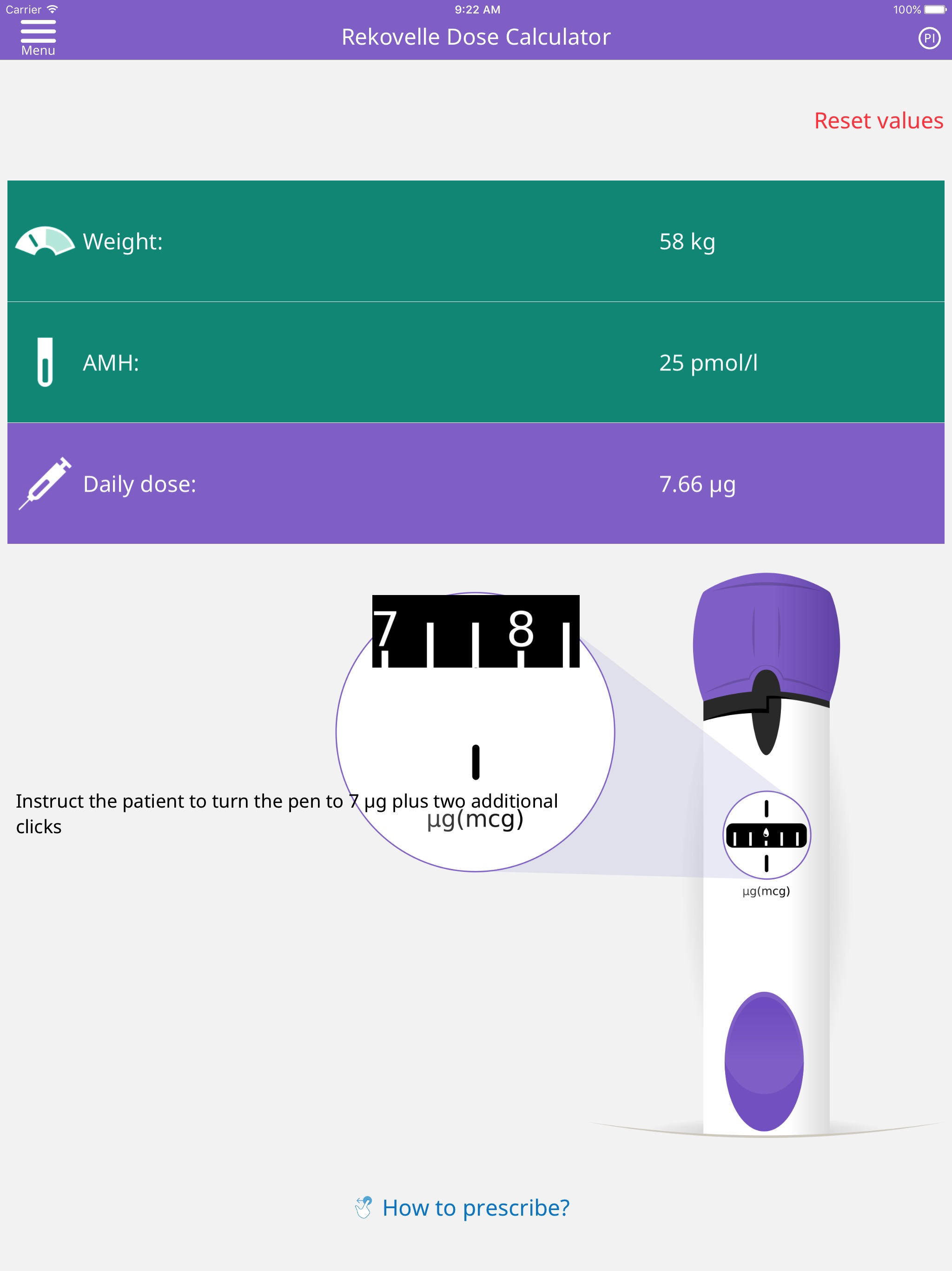Rekovelle® Dose Calculator