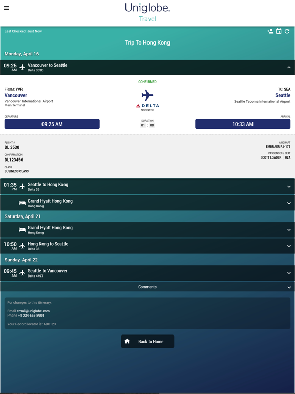 UNIGLOBE Travel Companion iPad screenshot 4 - Travel app