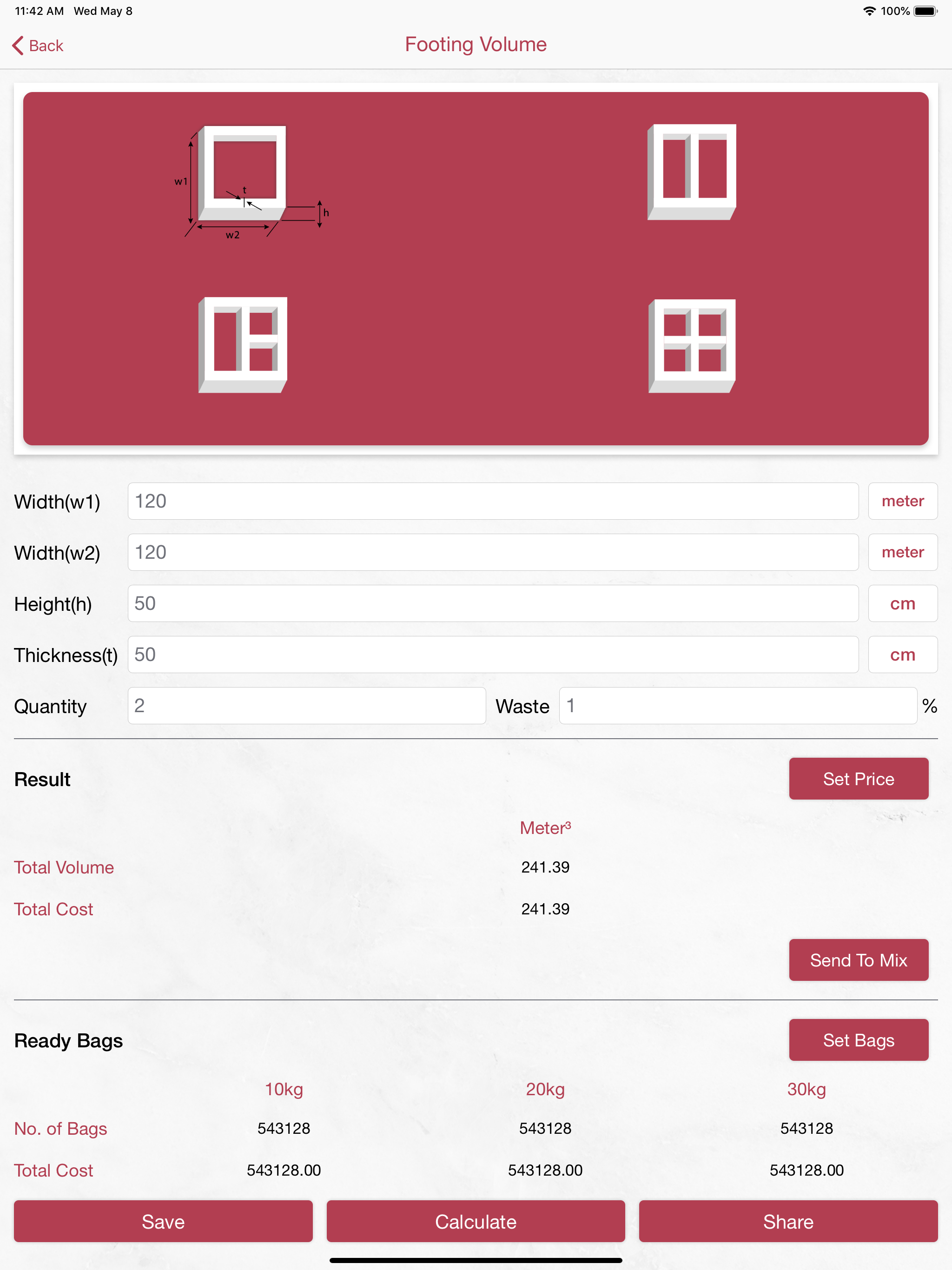 Concrete Calculator, Estimator
