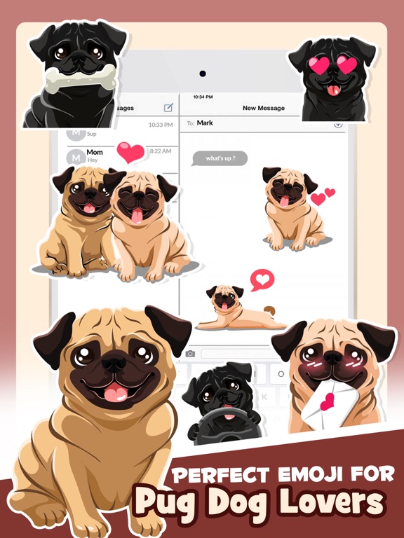 Pug Puppy Dog Emoji & Stickersのおすすめ画像1