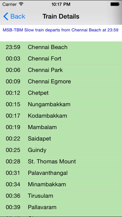 Chennai Local Train Timetable