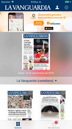 Captura de pantalla de La Vanguardia Edición Impresa en iPhone 1