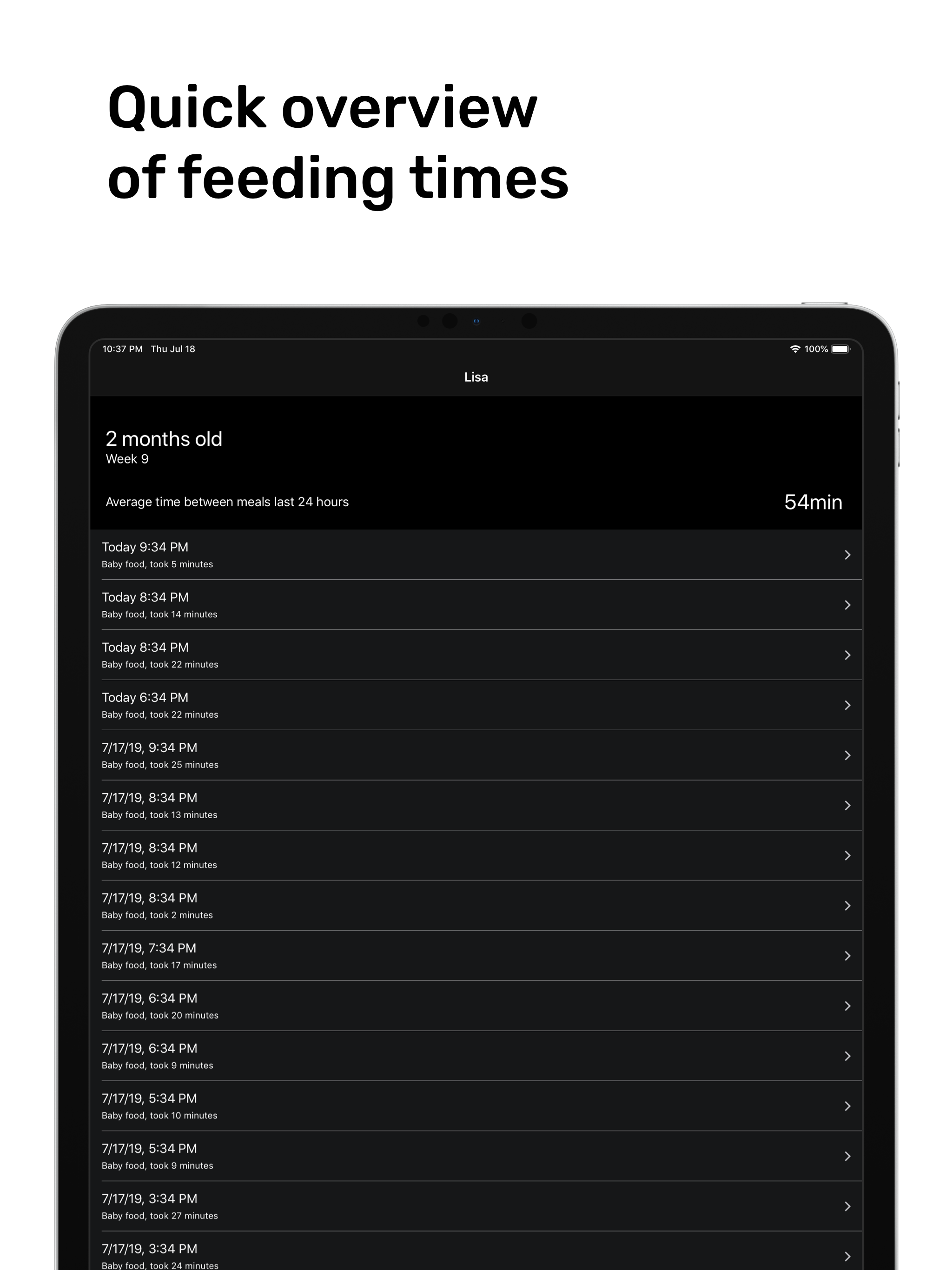 Baby Meals Feeding Tracker