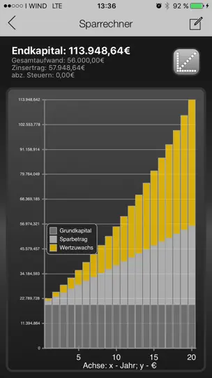 Screenshot von Finanzrechner Prof auf dem iPhone 3