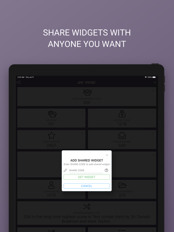Screenshot #6 pour ANY WIDGET - mobile dashboard